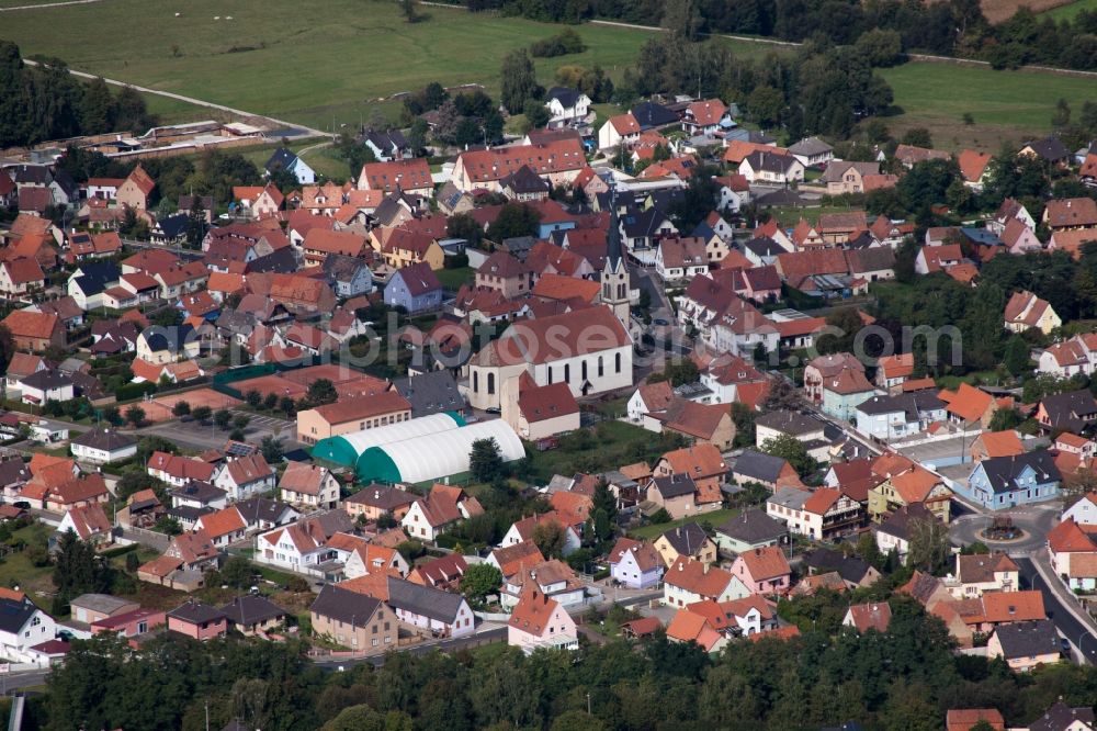 Haguenau from above - Town View of the streets and houses of the residential areas in Haguenau in Grand Est, France