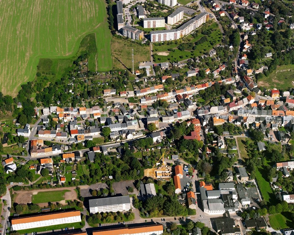 Aerial photograph Hainichen - Town View of the streets and houses of the residential areas in Hainichen in the state Saxony, Germany