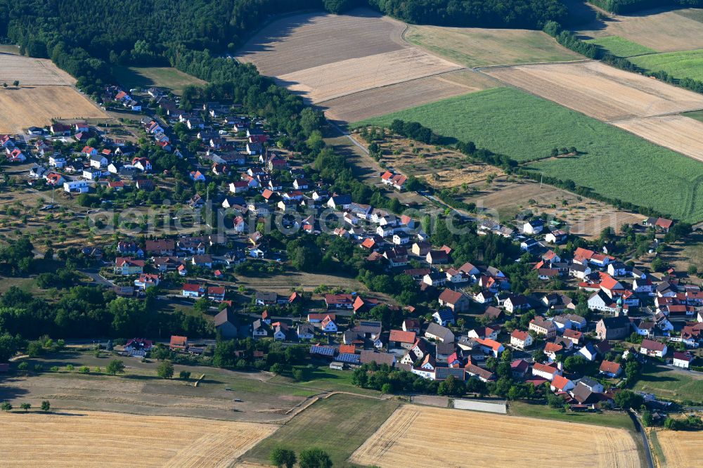 Hammelburg from above - Town View of the streets and houses of the residential areas in Hammelburg in the state Bavaria, Germany