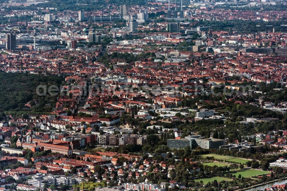 Aerial image Hannover - Town View of the streets and houses of the residential areas in Hannover in the state Lower Saxony