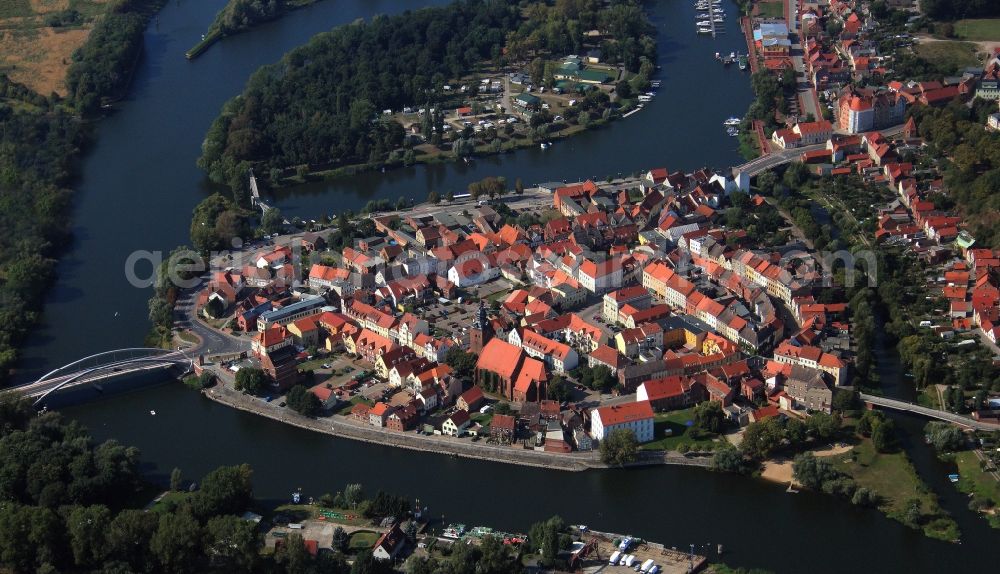 Aerial image Hansestadt Havelberg - Town View of the streets and houses of the residential areas in Hansestadt Havelberg in the state Saxony-Anhalt