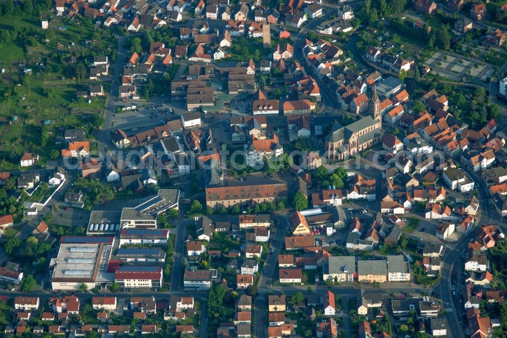 Aerial image Hardheim - Town View of the streets and houses of the residential areas in Hardheim in the state Baden-Wuerttemberg, Germany