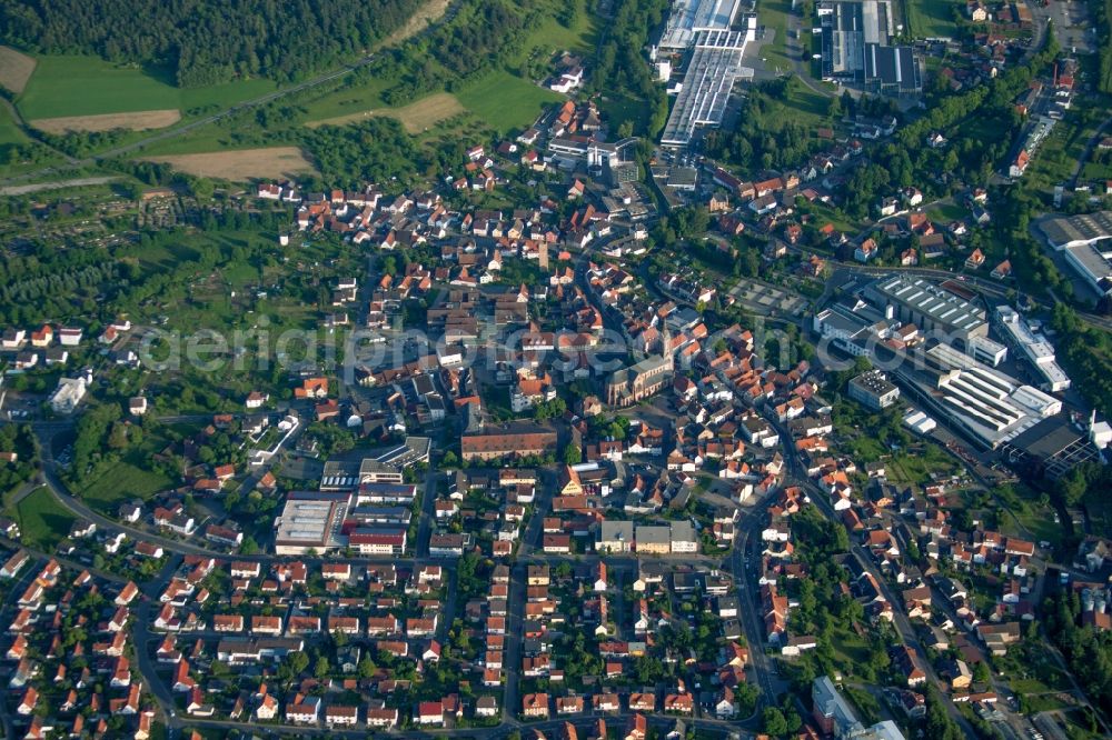 Aerial photograph Hardheim - Town View of the streets and houses of the residential areas in Hardheim in the state Baden-Wuerttemberg, Germany