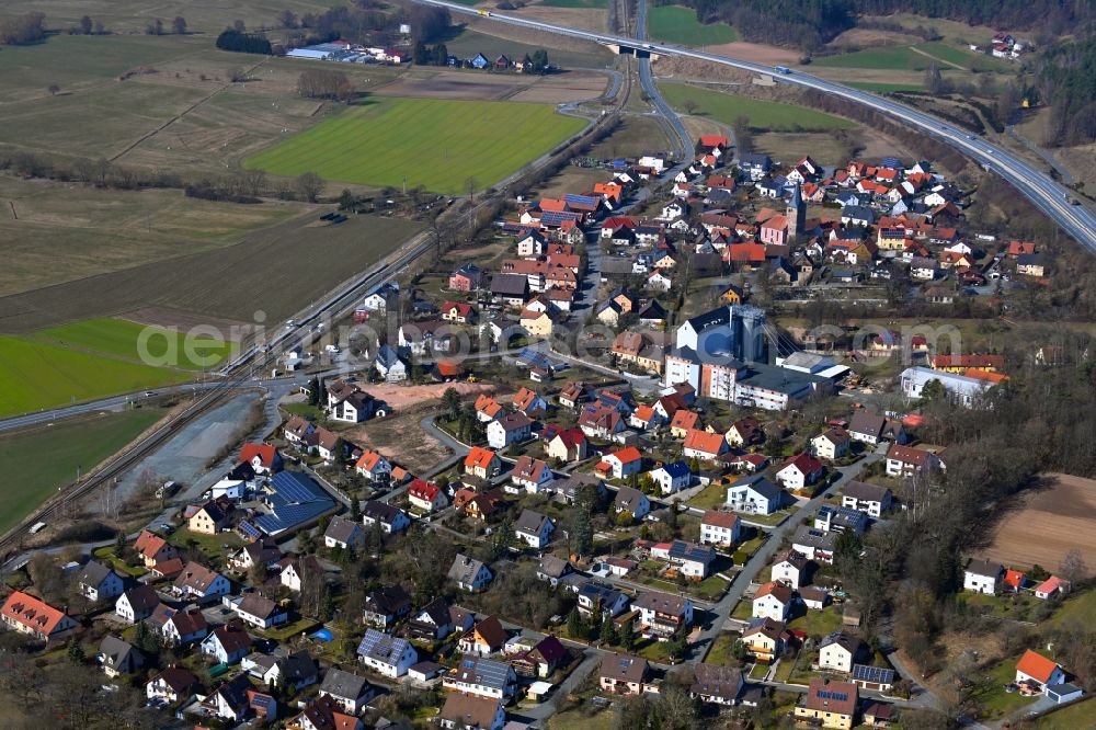 Aerial photograph Harsdorf - Town View of the streets and houses of the residential areas in Harsdorf in the state Bavaria, Germany