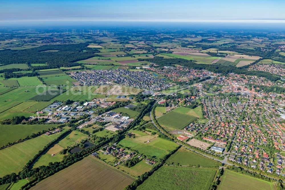 Aerial image Harsefeld - Town View of the streets and houses of the residential areas in Harsefeld in the state Lower Saxony, Germany