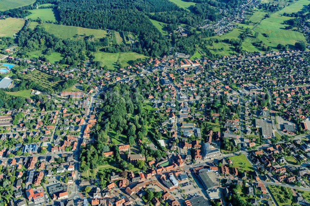 Aerial photograph Harsefeld - Town View of the streets and houses of the residential areas in Harsefeld in the state Lower Saxony, Germany