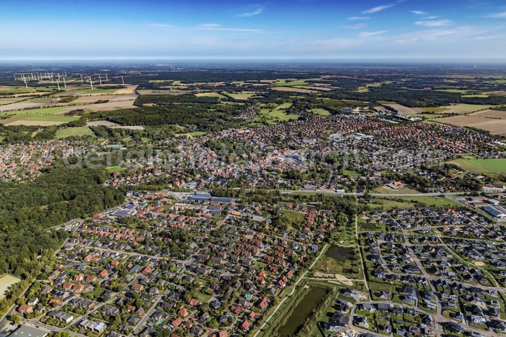 Aerial photograph Harsefeld - Town View of the streets and houses of the residential areas in Harsefeld in the state Lower Saxony, Germany