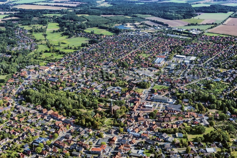 Aerial photograph Harsefeld - Town View of the streets and houses of the residential areas in Harsefeld in the state Lower Saxony, Germany