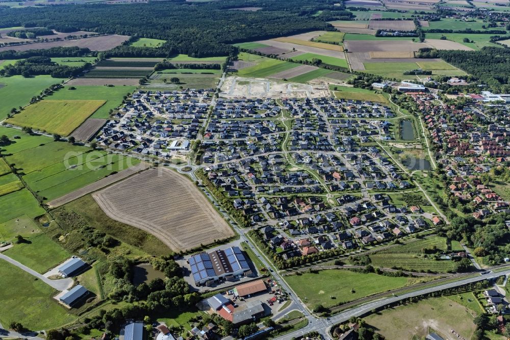 Aerial photograph Harsefeld - Town View of the streets and houses of the residential areas in Harsefeld in the state Lower Saxony, Germany