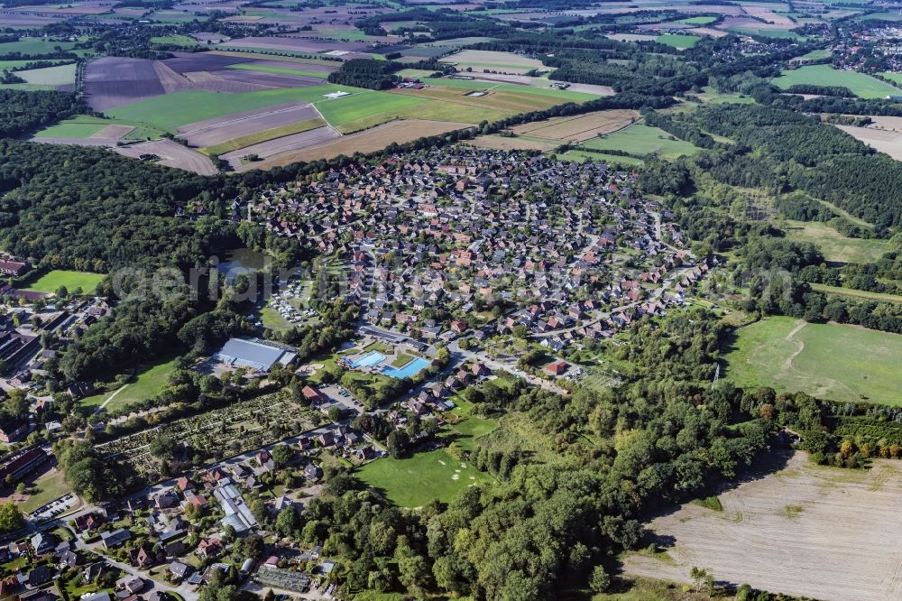 Aerial photograph Harsefeld - Town View of the streets and houses of the residential areas in Harsefeld in the state Lower Saxony, Germany