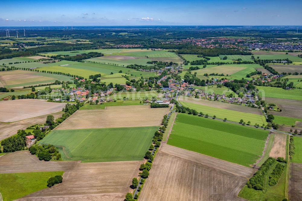 Aerial image Harsefeld - Town View of the streets and houses of the residential areas in Harsefeld in the state Lower Saxony, Germany