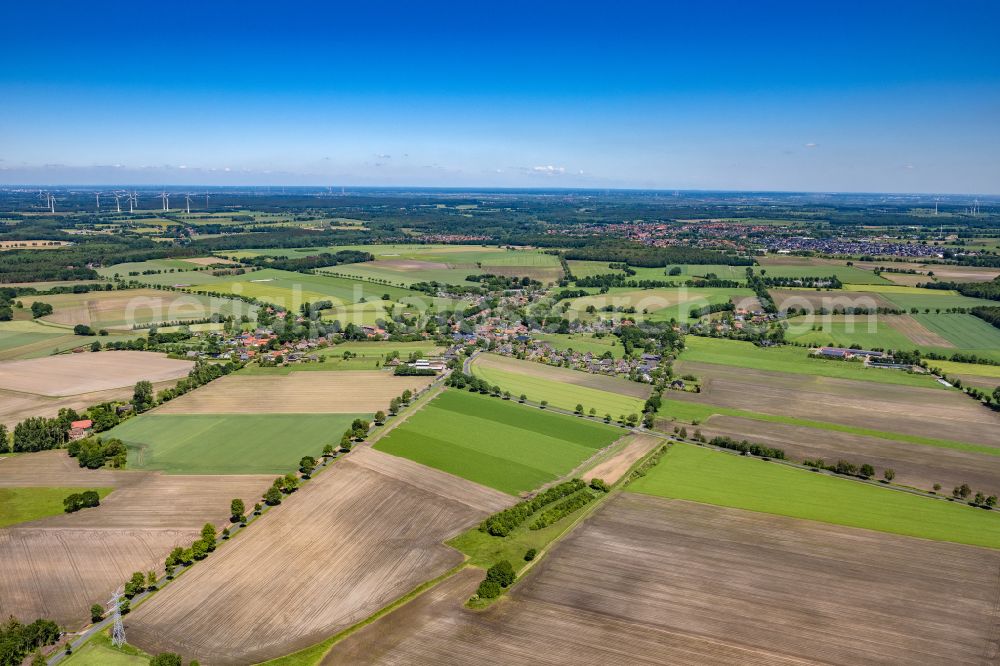 Aerial image Harsefeld - Town View of the streets and houses of the residential areas in Harsefeld in the state Lower Saxony, Germany