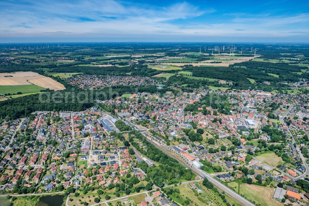 Aerial photograph Harsefeld - Town View of the streets and houses of the residential areas in Harsefeld in the state Lower Saxony, Germany