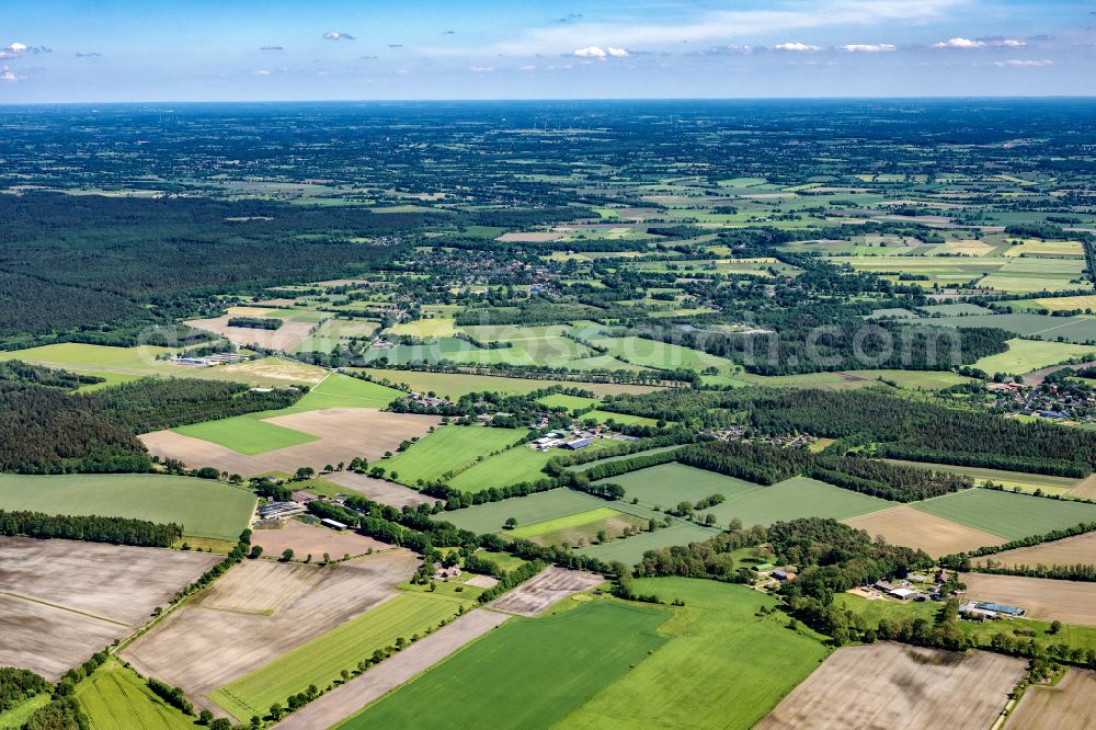 Aerial image Hartenholm - Town View of the streets and houses of the residential areas in Hartenholm in the state Schleswig-Holstein, Germany