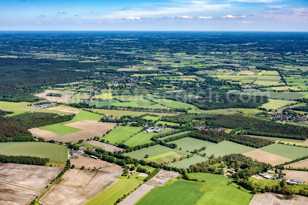 Hartenholm from above - Town View of the streets and houses of the residential areas in Hartenholm in the state Schleswig-Holstein, Germany