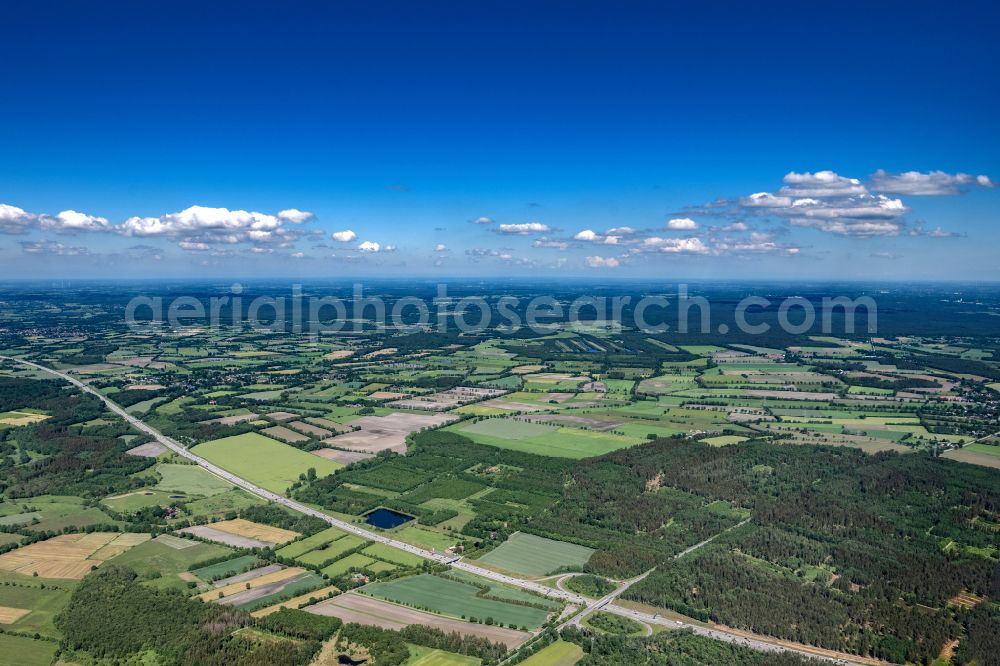 Aerial image Hasenmoor - Town View of the streets and houses of the residential areas in Hasenmoor in the state Schleswig-Holstein, Germany