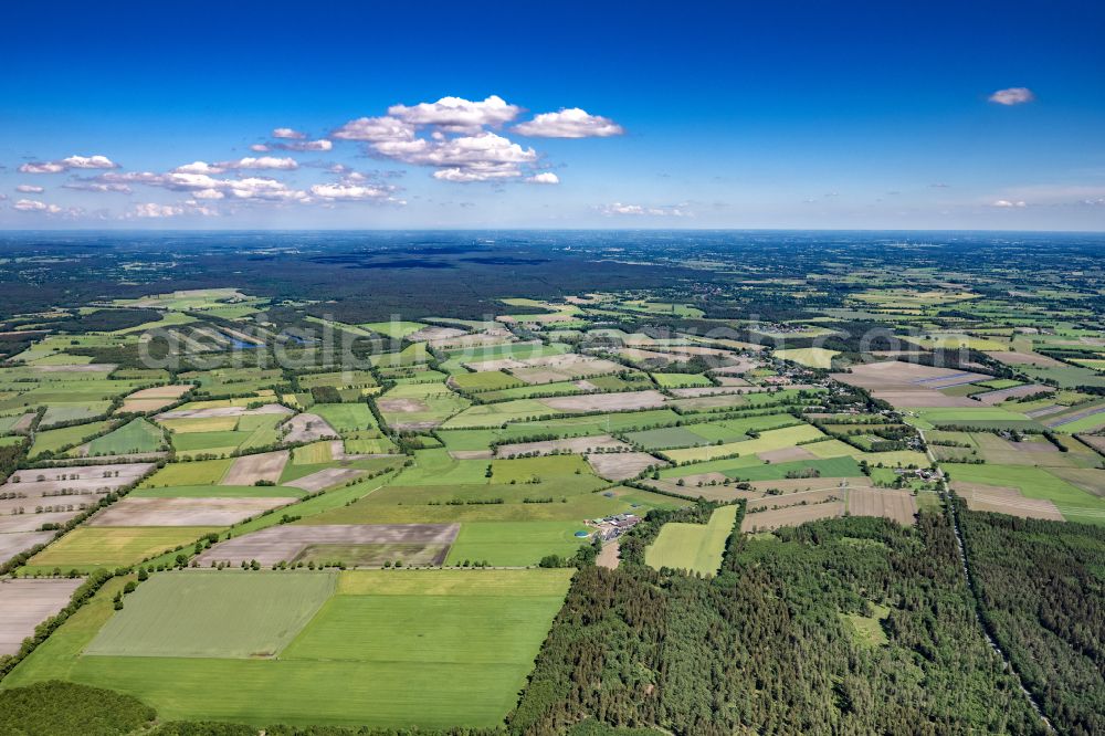 Hasenmoor from the bird's eye view: Town View of the streets and houses of the residential areas in Hasenmoor in the state Schleswig-Holstein, Germany