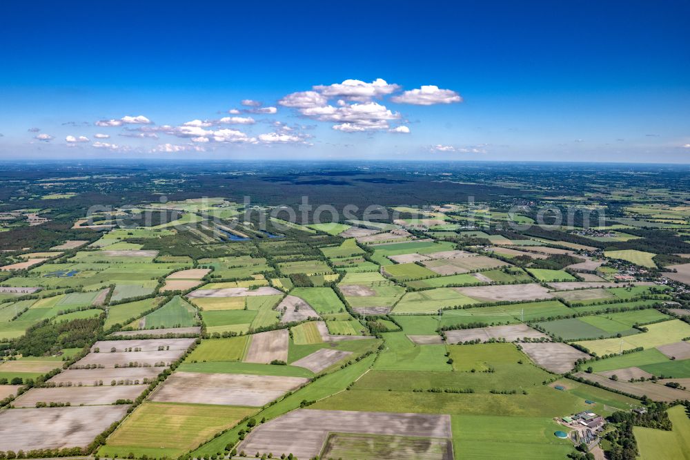 Hasenmoor from above - Town View of the streets and houses of the residential areas in Hasenmoor in the state Schleswig-Holstein, Germany