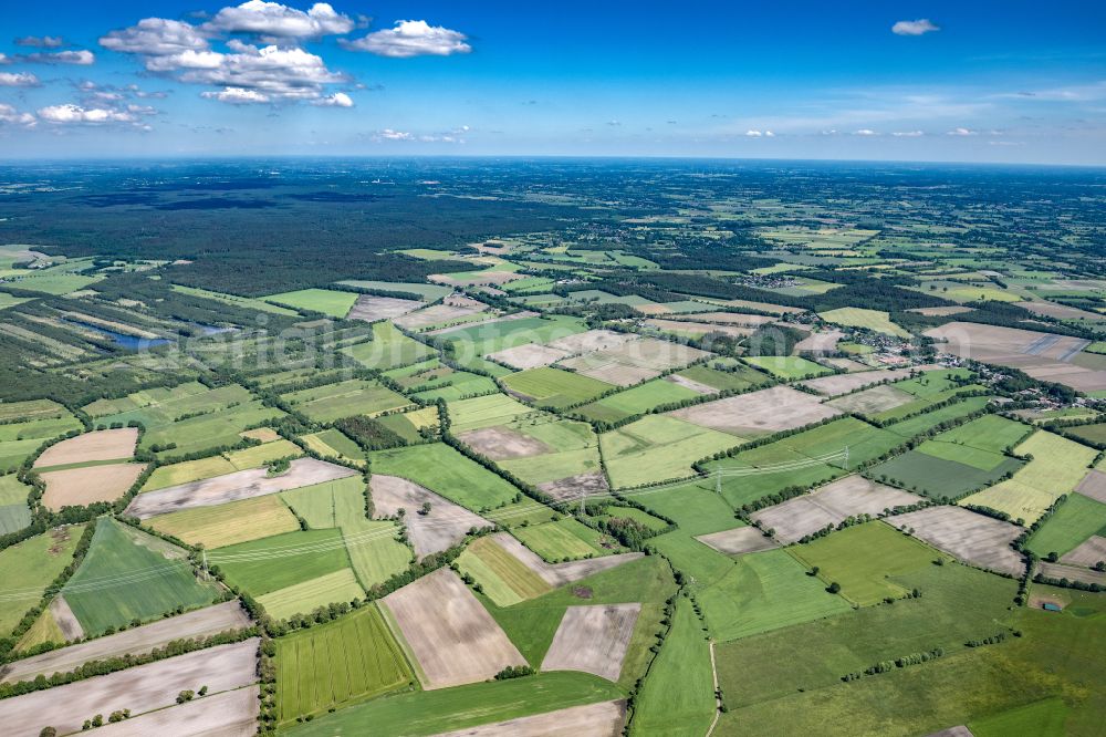 Aerial photograph Hasenmoor - Town View of the streets and houses of the residential areas in Hasenmoor in the state Schleswig-Holstein, Germany