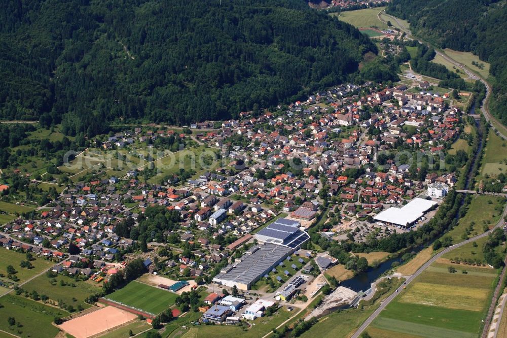 Hausen im Wiesental from above - Town view of the residential areas in Hausen im Wiesental in the Black Forest in the state Baden-Wuerttemberg