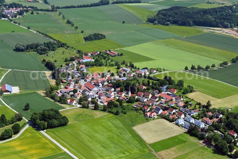 Hebertshausen from above - Town View of the streets and houses in Hebertshausen in the state Bavaria, Germany