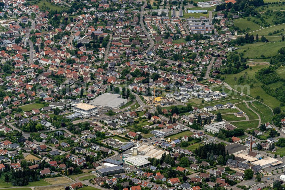 Aerial photograph Hechingen - Town View of the streets and houses of the residential areas in Hechingen in the state Baden-Wuerttemberg, Germany