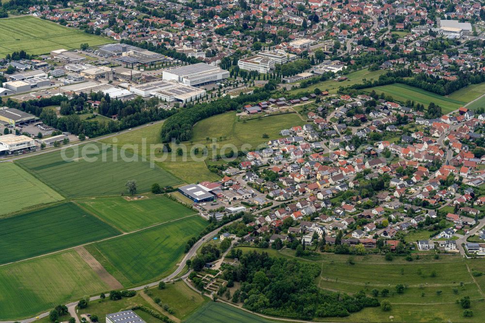 Hechingen from above - Town View of the streets and houses of the residential areas in Hechingen in the state Baden-Wuerttemberg, Germany