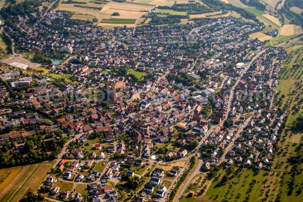 Aerial photograph Heimsheim - Town View of the streets and houses of the residential areas in Heimsheim in the state Baden-Wuerttemberg, Germany