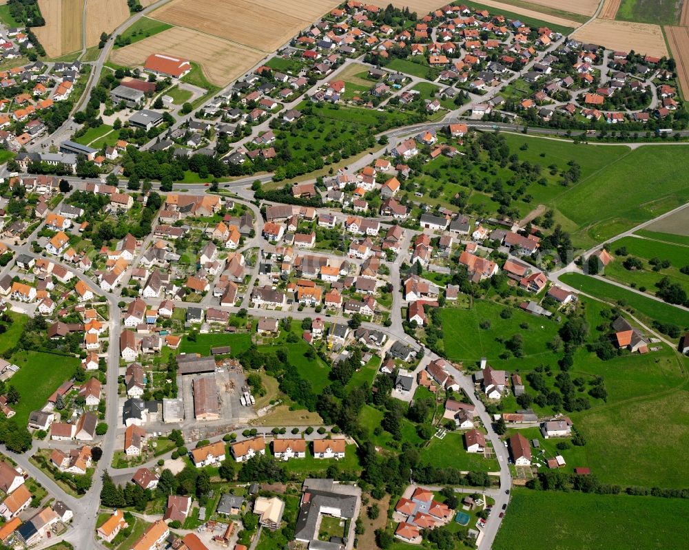 Herbertingen from above - Town View of the streets and houses of the residential areas in Herbertingen in the state Baden-Wuerttemberg, Germany