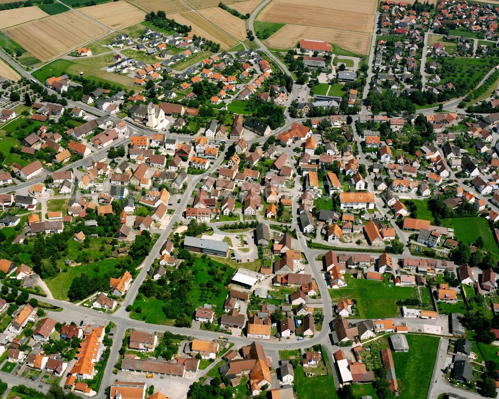 Herbertingen from the bird's eye view: Town View of the streets and houses of the residential areas in Herbertingen in the state Baden-Wuerttemberg, Germany