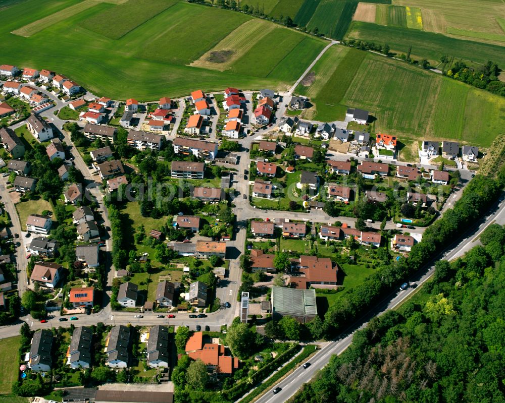 Heumaden from the bird's eye view: Town View of the streets and houses of the residential areas in Heumaden in the state Baden-Wuerttemberg, Germany