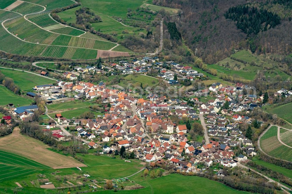 Aerial image Häfnerhaslach - Town View of the streets and houses of the residential areas in Haefnerhaslach in the state Baden-Wuerttemberg, Germany