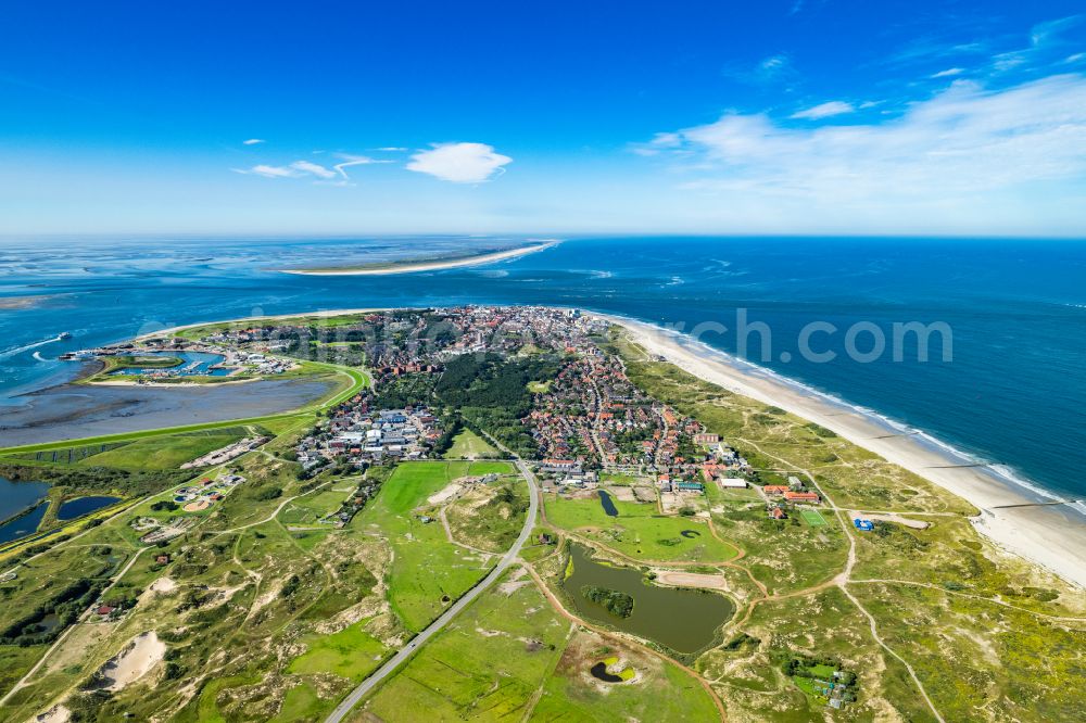 Aerial image Norderney - City view at the height of Nordhelmstrasse on the island of Norderney in the state of Lower Saxony, Germany