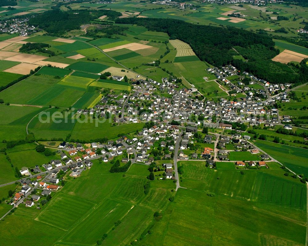 Hintermeilingen from above - Town View of the streets and houses of the residential areas in Hintermeilingen in the state Hesse, Germany