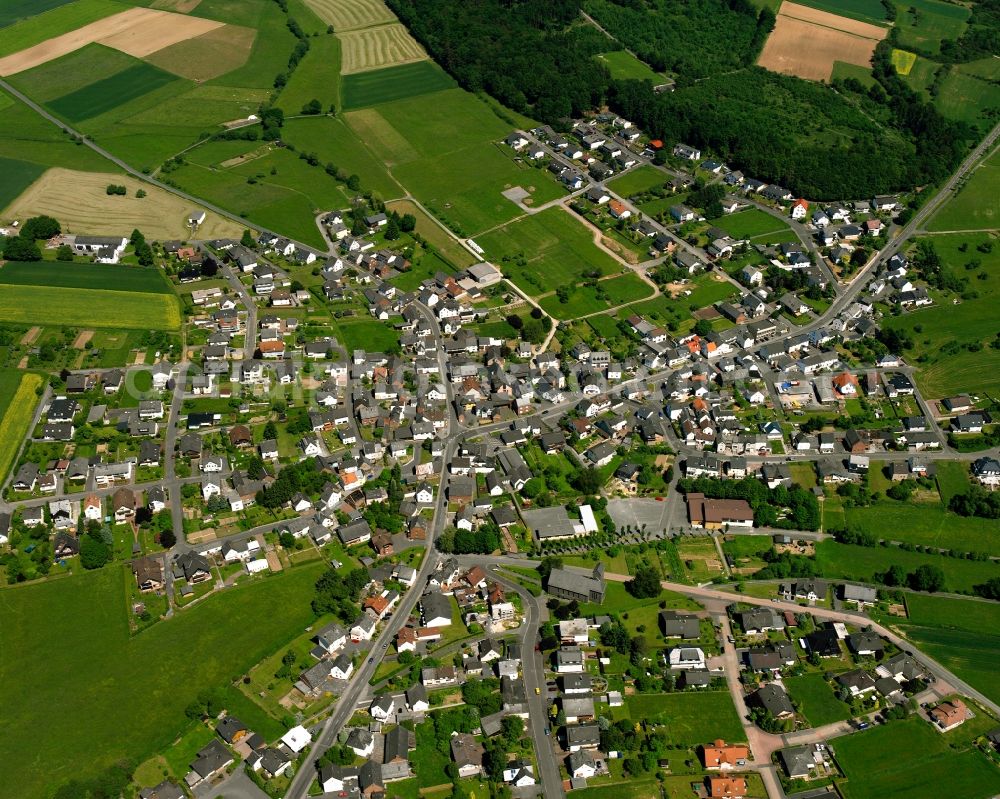 Hintermeilingen from the bird's eye view: Town View of the streets and houses of the residential areas in Hintermeilingen in the state Hesse, Germany