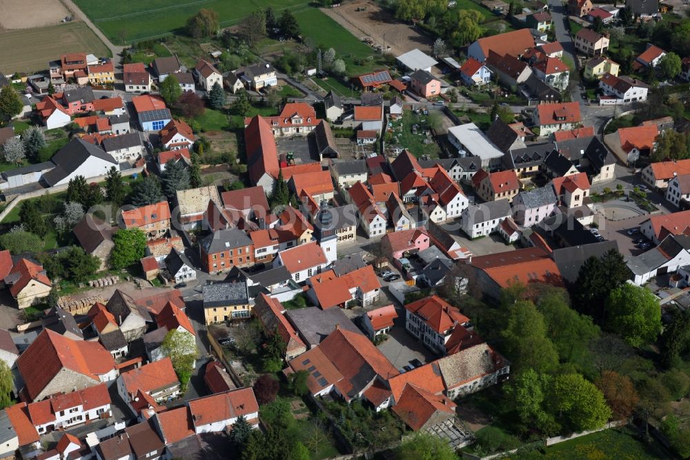 Hochborn Blödesheim from above - Townscape of Hochborn is a municipality in the district Alzey-Worms in Rhineland-Palatinate