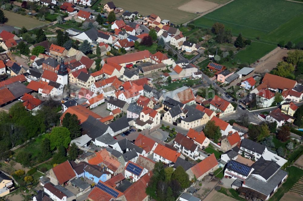 Hochborn Blödesheim from above - Townscape of Hochborn is a municipality in the district Alzey-Worms in Rhineland-Palatinate