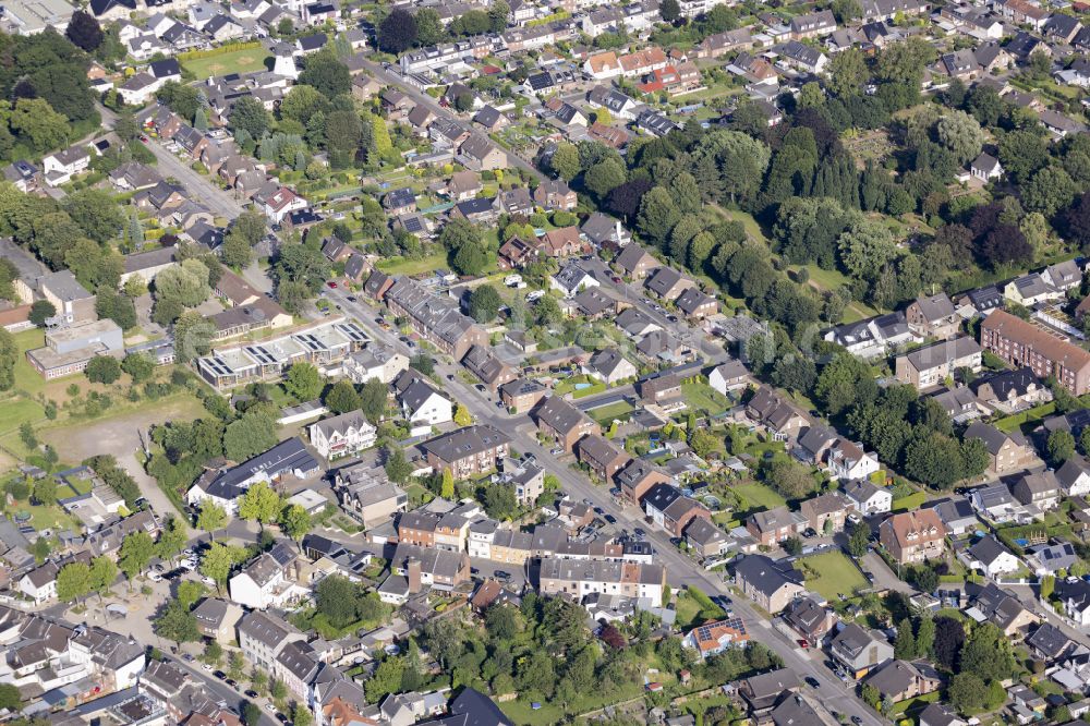 Hochneukirch from the bird's eye view: View of houses and streets in Hochneukirch town of Juechen in the federal state of North Rhine-Westphalia, Germany