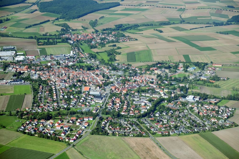 Aerial photograph Hofheim in Unterfranken - Town View of the streets and houses of the residential areas in Hofheim in Unterfranken in the state Bavaria, Germany