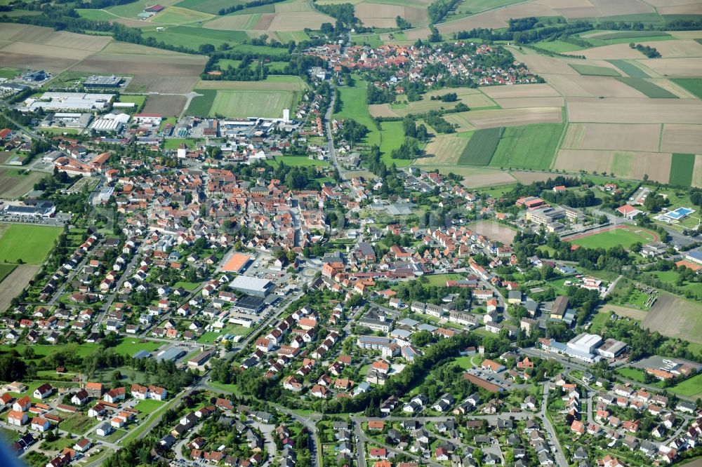 Aerial photograph Hofheim in Unterfranken - Town View of the streets and houses of the residential areas in Hofheim in Unterfranken in the state Bavaria, Germany