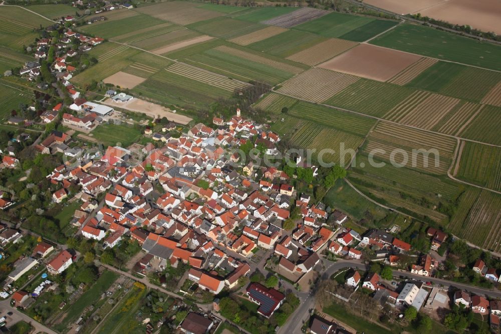 Hohen-Sülzen from above - Townscape Hohen-Sülzen in the state of Rhineland-Palatinate