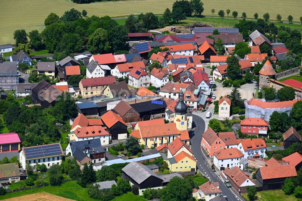 Aerial image Hohenberg an der Eger - Town View of the streets and houses of the residential areas in Hohenberg an der Eger in the state Bavaria, Germany