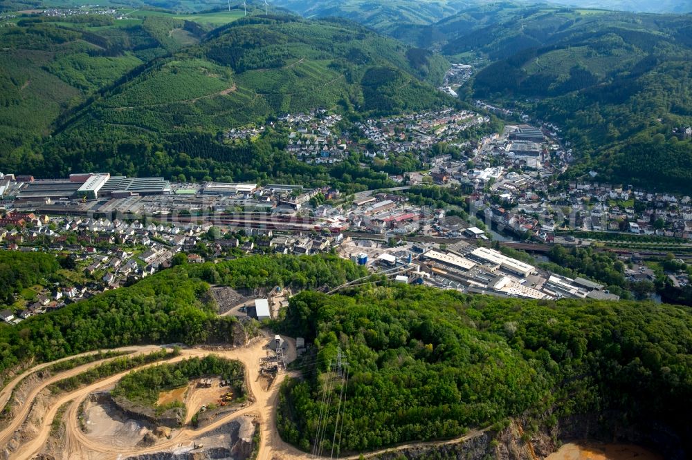 Aerial image Hagen - Town View of the streets and houses of the residential areas and industrial areas of Hohenlimburg in Hagen in the state North Rhine-Westphalia