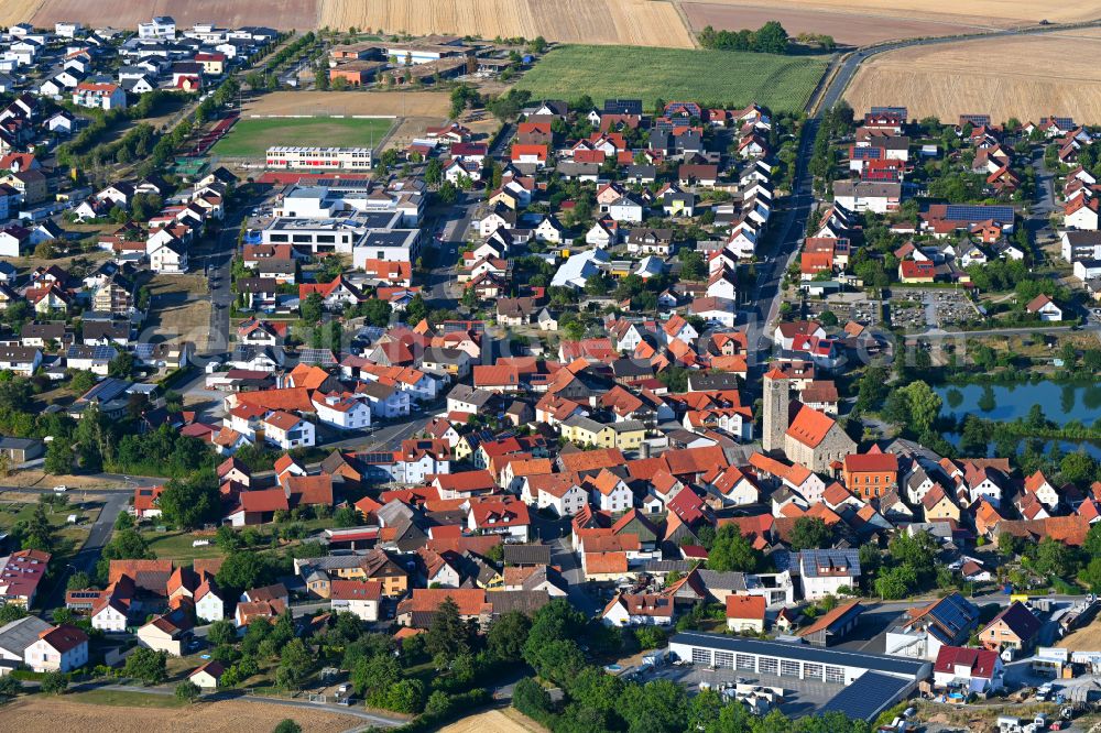 Hohenroth from above - Town View of the streets and houses of the residential areas in Hohenroth in the state Bavaria, Germany