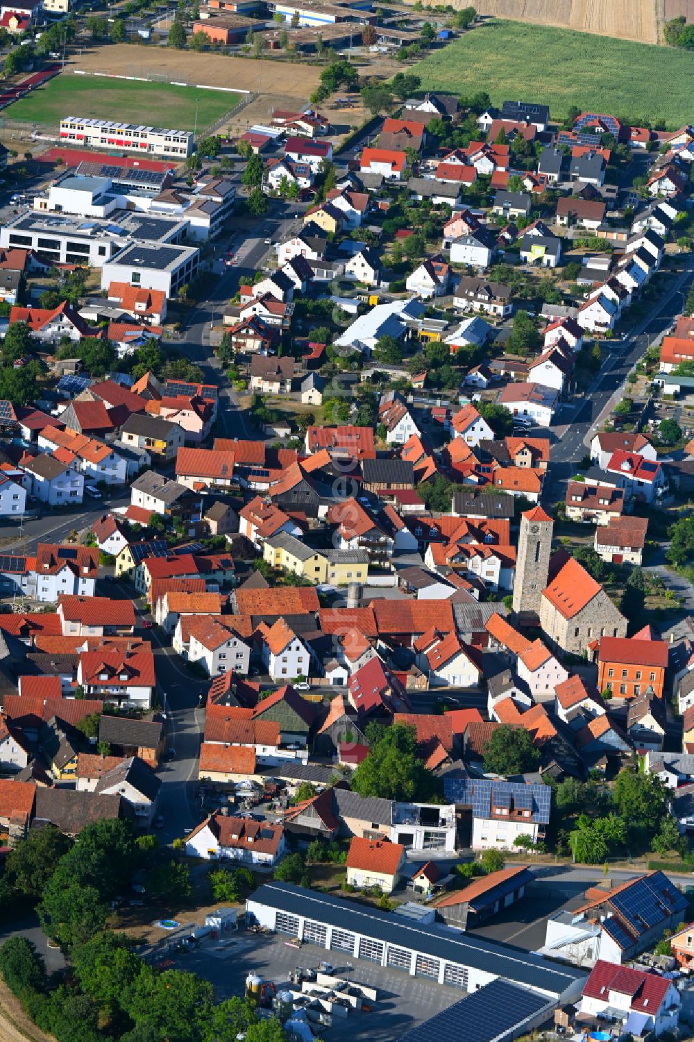 Aerial image Hohenroth - Town View of the streets and houses of the residential areas in Hohenroth in the state Bavaria, Germany