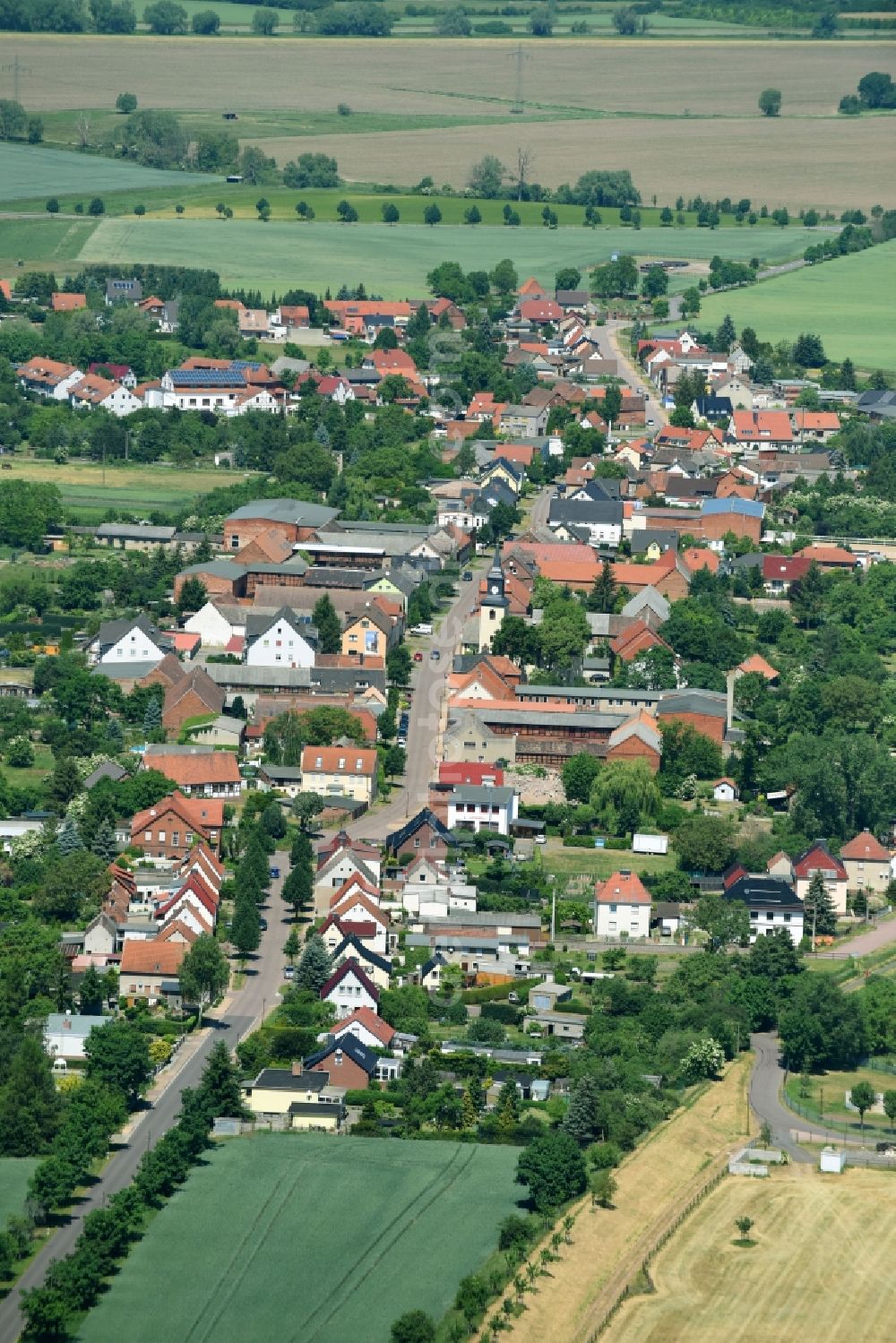 Hohenwarthe from the bird's eye view: Town View of the streets and houses of the residential areas in Hohenwarthe in the state Saxony-Anhalt, Germany