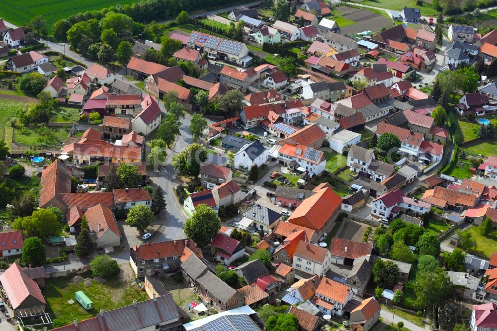 Aerial image Holzengel - Town View of the streets and houses of the residential areas in Holzengel in the state Thuringia, Germany