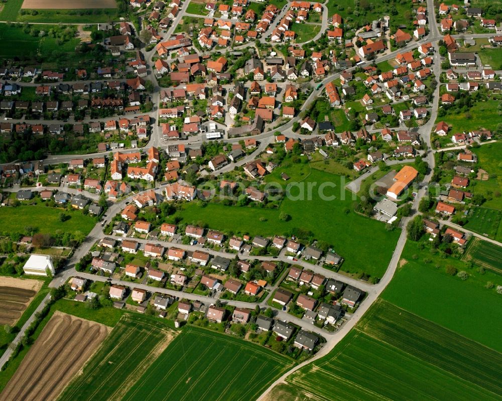 Aerial photograph Holzhausen - Town View of the streets and houses of the residential areas in Holzhausen in the state Baden-Wuerttemberg, Germany