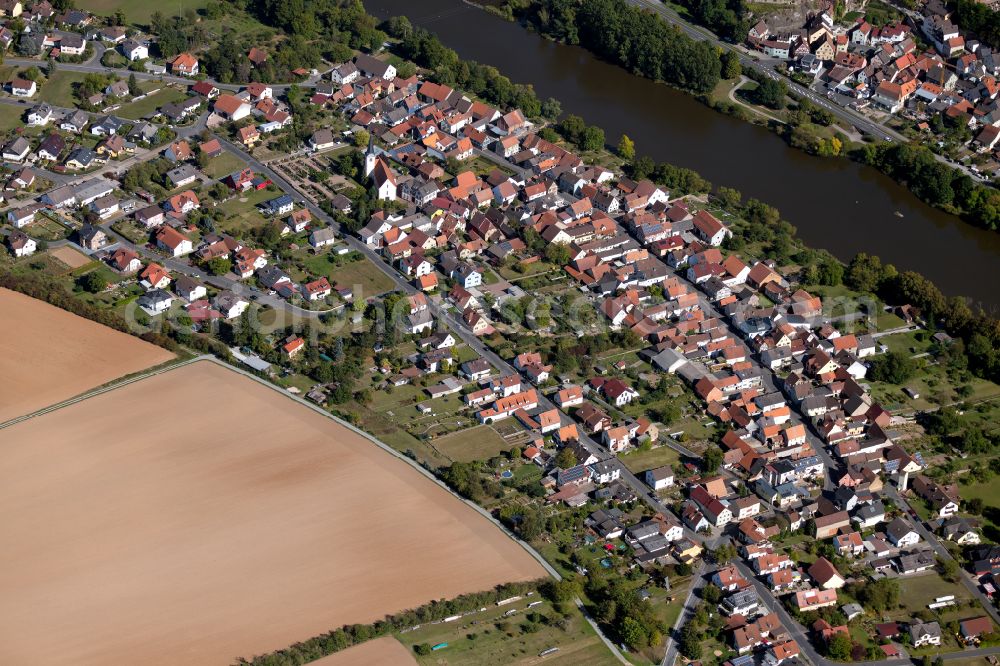 Homburg a.Main from above - Town View of the streets and houses of the residential areas in Homburg a.Main in the state Bavaria, Germany