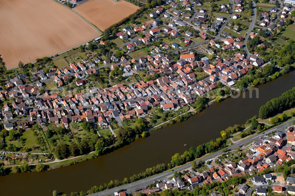 Aerial image Homburg a.Main - Town View of the streets and houses of the residential areas in Homburg a.Main in the state Bavaria, Germany